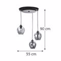 Kremasto fotistiko apo nikel mat metallo kai diafano Gyali se rozeta 3XE27 D:30cm (4474-3-NM)